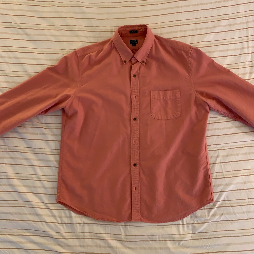 J.Crew, slim untucked garmet dyed oxford, XL, salmon color